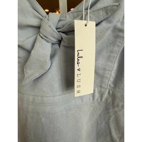 Lulus x LUSH Ain't No Other Light Blue Chambray Midi Dress new with tags Size S - Picture 6 of 10